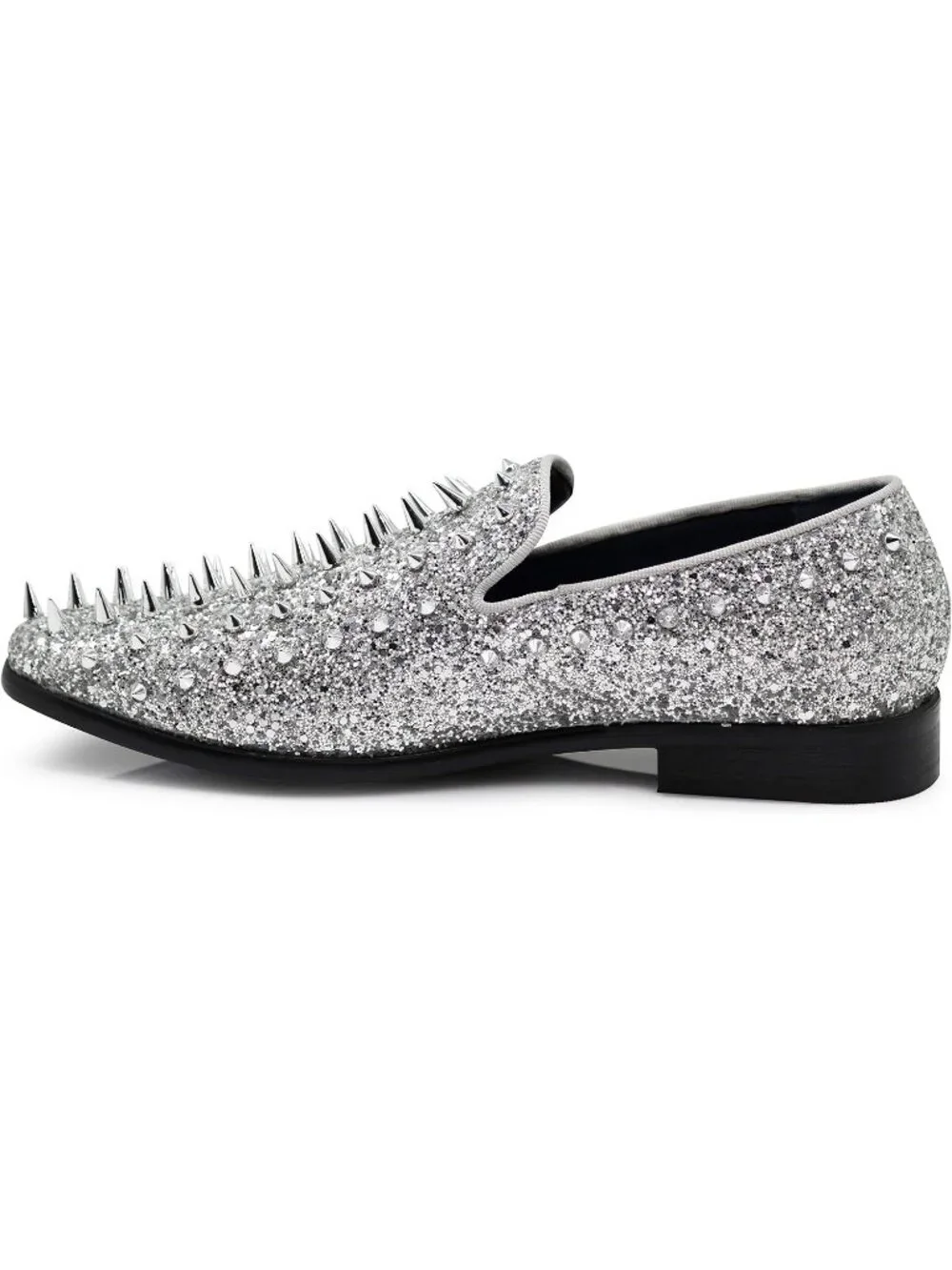Enzo Romeo Men's Silver Rubber Sole Vintage Loafers Slip On Classic Tuxedo Shoes